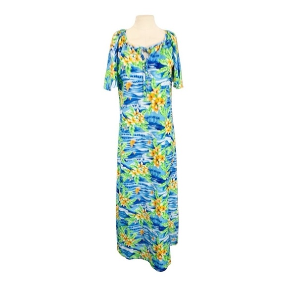 Hilo Hattie Dresses & Skirts - Hilo Hattie Short Sleeve Hawaiian Maxi Dress Size M/L